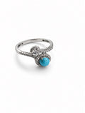 Feroza (Turquoise) & Cubic Zirconia Bypass Ring, Sterling Silver