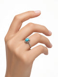 Feroza (Turquoise) Halo Ring, Sterling Silver